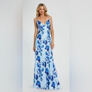 New Mac Duggal Blue Floral Print Cami Dress size 4